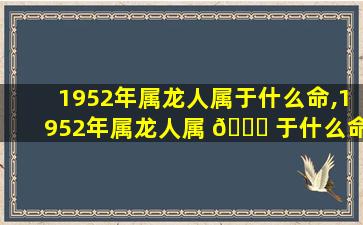 1952年属龙人属于什么命,1952年属龙人属 🐘 于什么命格